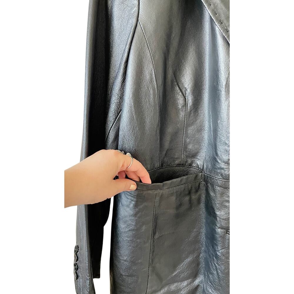 Venezia Genuine Leather Blazer Jacket Black Plus Size 18/20 Classic Tailored - Picture 7 of 11